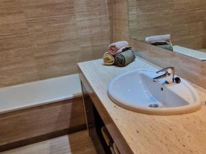 萨瓦德尔Homing Sabadell 73的浴室配有盥洗盆、镜子和浴缸