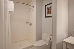 皮奥里亚Four Points by Sheraton Peoria的白色的浴室设有卫生间和淋浴。