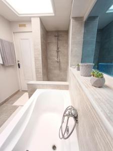 塞特港Appartement Sète proche centre ville的一间带浴缸和淋浴的浴室