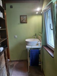 拉沃尔戈Casa Cima的绿色浴室设有水槽和窗户