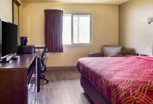 新港纽波特伊克诺汽车旅馆的配有一张床和一台平面电视的酒店客房
