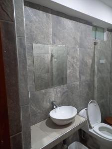 卢那欢纳Casa de Campo Las Tujas的一间带水槽和卫生间的浴室
