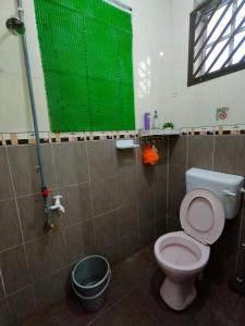 古来Mini Green Homestay的一间带卫生间和绿屏的浴室