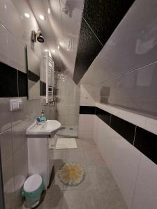 斯罗姆韦斯尼Willa Gazda的白色的浴室设有水槽和卫生间。