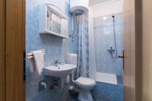 维尼斯切Apartments Mirko的浴室配有卫生间、盥洗盆和淋浴。