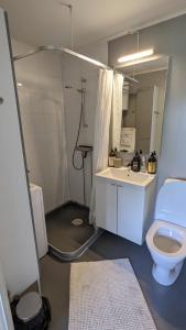 RämshyttanRämsbyns Fritidsby的浴室配有白色卫生间和盥洗盆。