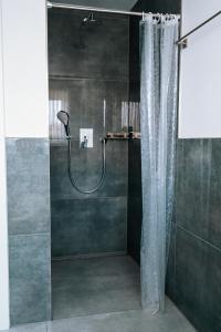 派内Dill Apartments Stederdorf的浴室内配有淋浴帘。