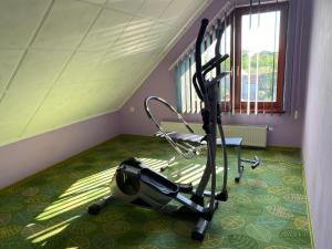ÖsküAda Vendégház的一间健身房,里面装有跑步机