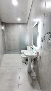 卡塔马卡Casa Valle Viejo的白色的浴室设有水槽和镜子