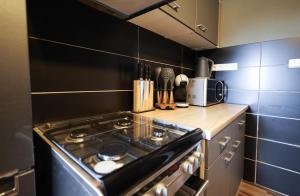 斯维塔维Vila Benetton的厨房配有黑砖炉灶