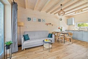 詹塔尔Natura Jantar - Całoroczne domy drewniane的客厅配有沙发和桌子