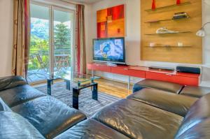 滨湖采尔Apartment Leon - by Alpen Apartments的带沙发和电视的客厅