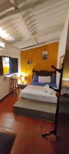 希龙Hostal Colonial de Santander的一间卧室,卧室内配有一张大床