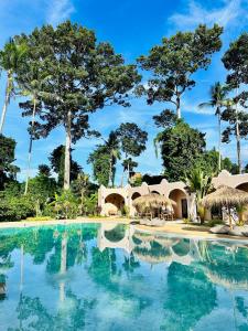 拉迈Zibá Home Suites的棕榈树度假村的游泳池
