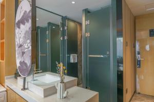 深圳柏高酒店（深圳罗湖口岸店）的一间带水槽和镜子的浴室