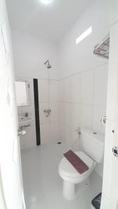 巴图In Villa Garden Resort的白色的浴室设有卫生间和水槽。