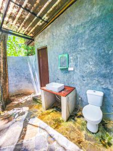 达瓦拉维天堂鸟公寓的浴室配有白色卫生间和盥洗盆。