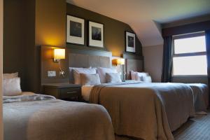 杜林Fiddle + Bow Hotel的酒店客房设有两张床和窗户。