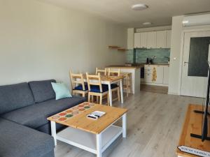 卡瓦尔纳ATEA apartments的带沙发和桌子的客厅以及厨房。