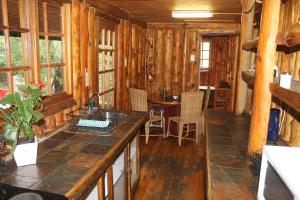 哈特比斯普特On Golden Pond - Mount Amanzi的小木屋内的厨房,配有桌椅