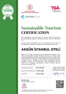 伊斯坦布尔伊斯坦布尔阿克根酒店的绿色可持续旅游中心许可证