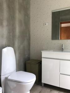 洛萨Adore Portugal Bungalow Natureza & Vista de Serra的浴室配有白色卫生间和盥洗盆。