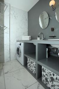 戛纳Appartement 5 min des plages Croisette的一间带水槽和洗衣机的浴室