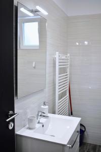 奥托佩尼Etalon Airport Apartments的白色的浴室设有水槽和镜子