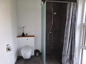 欧登塞恩格霍姆住宿加早餐旅馆的浴室配有淋浴间和卫生间。