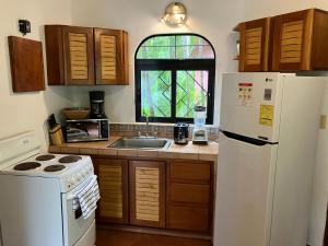 诺萨拉Villa Tortuga的厨房配有白色冰箱和水槽