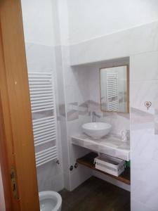 泰拉诺瓦迪波利诺Bed And Breakfasts LA CASETTA的白色的浴室设有水槽和镜子