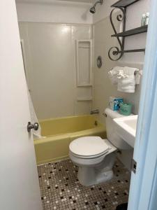 威尔伍德克拉斯特Diamond Crest Motel的浴室配有卫生间、盥洗盆和浴缸。
