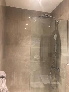 ShirleyCroydon Near London的浴室里设有玻璃门淋浴
