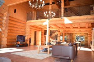 韦尔卡鲁穆尼卡Lodge Tatras的带沙发和电视的大型客厅