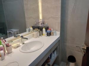 塔里哈ALTOS DEL GUADALQUIVIR的浴室设有白色水槽和镜子