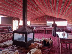 瓦迪拉姆Wadi Rum Desert Heart的客房中间设有炉灶。