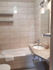 苏莱吉Apartamenty Rodzinne Pilica PARK的带浴缸、盥洗盆和卫生间的浴室