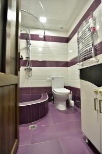ElarHam-uni的紫色浴室设有卫生间和浴缸