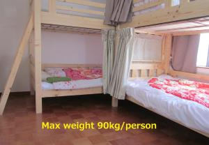 大阪和谐大阪旅馆的一间卧室配有两张双层床。