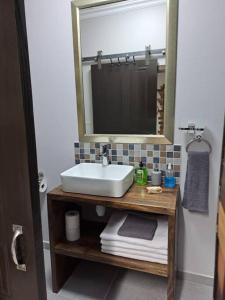 布隆方丹Mossie Nes - Self Catering的一间带水槽和镜子的浴室