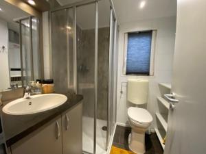 HeusdenVilletta Verde的浴室配有卫生间、盥洗盆和淋浴。