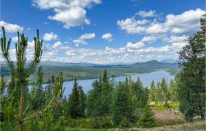 Gorgeous Home In Gålå With Sauna的享有树木中间的湖泊美景