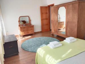 塞维利亚Preciosa casa grande con patio en Sevilla 8PAX的一间卧室配有一张床和一面大镜子