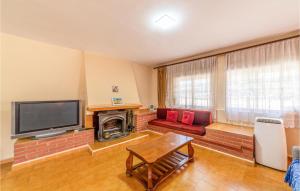 雷乌斯Gorgeous Home In Reus With Kitchenette的客厅设有壁炉和电视。