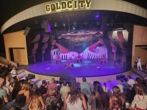 阿拉尼亚Luxery suite GOLDCITY GOLD CITY Alanya的一群人看着舞台上的人