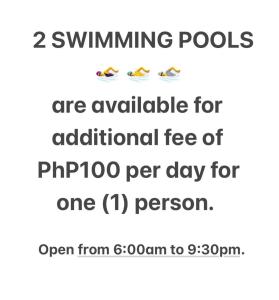 宿务Mivesa Garden Residences的配有带游泳池字样的文本框的屏幕,需额外收费。
