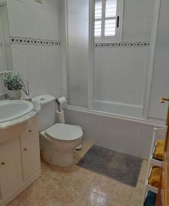 上布雷尼亚Casa Olini的白色的浴室设有卫生间和水槽。
