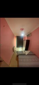 伯萨Uraz Apart的小房间设有粉红色的墙壁和光线