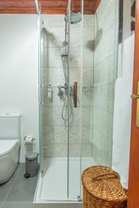 Faja GrandeAldeia da Cuada的浴室设有玻璃淋浴间和卫生间