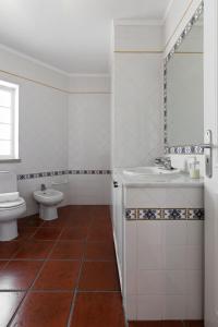 阿托吉亚达巴莱亚Villa Juno的一间带卫生间、水槽和镜子的浴室